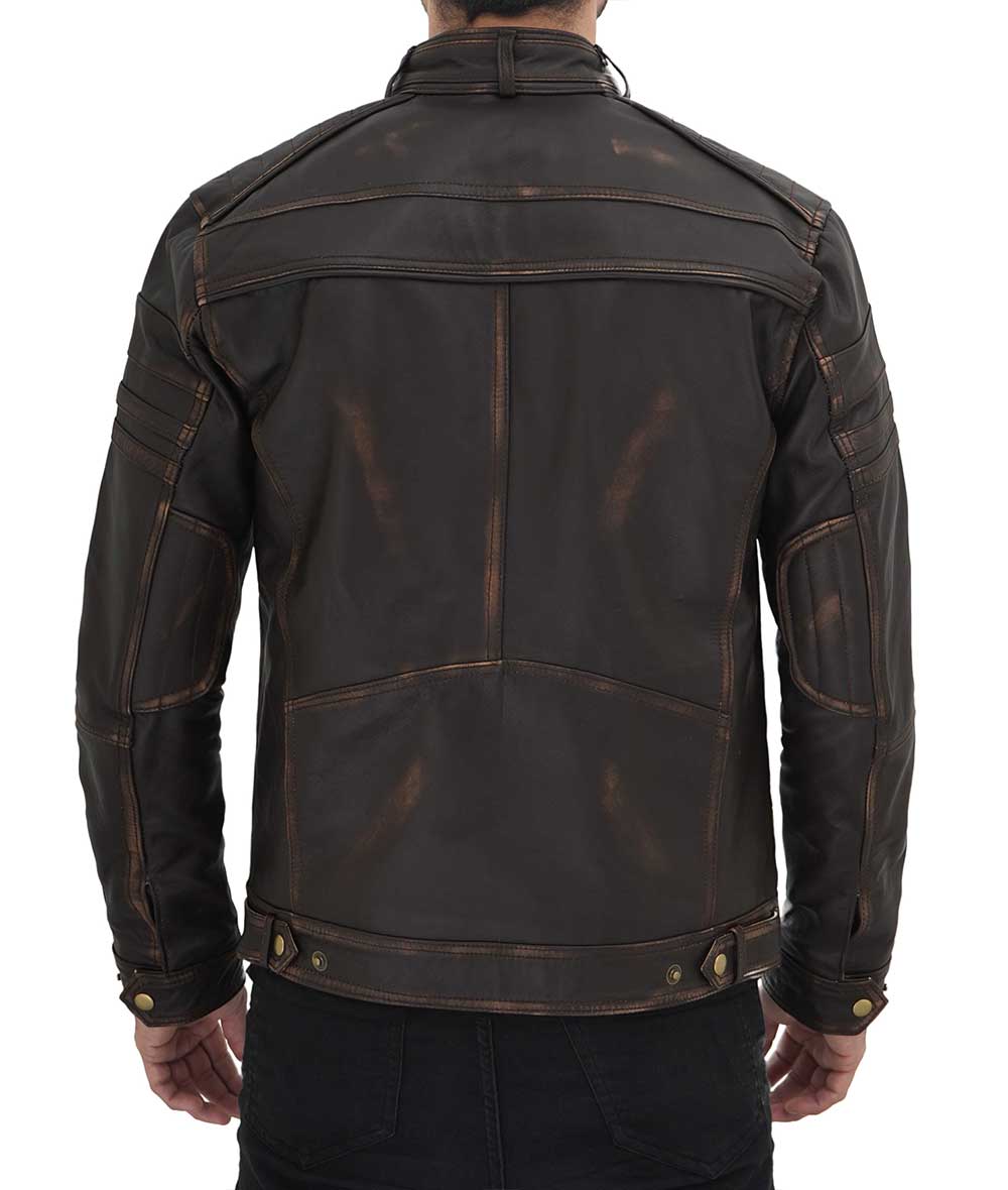 Mens Brown Four Pocket Vintage Leather Jacket
