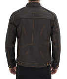 Mens Brown Four Pocket Vintage Leather Jacket