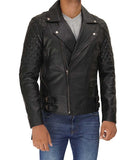 Asymmetrical Mens Black Leather Motorcycle Jacket