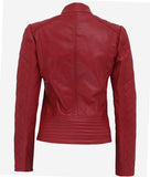 Womens Red Biker Jacket  Leather Jacket
