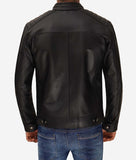 North Carolina Mens Leather Padded Black Biker Jacket