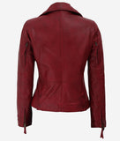 Fitted Leather Jacket Womens  Red Leather Motorcycle Jacket