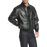 Slim Fit Black Leather Jacket Mens