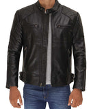 David Mens Black Leather Cafe Racer Jacket