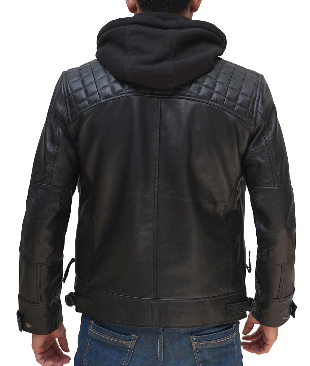 Mens Black Leather Biker Jacket | Perfect Gift for Husband, Boyfriend XL