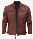 Mens Distressed Brown Motorcycle Leather Jacket