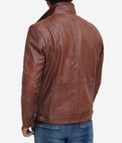 Moffit Tan Six Pocket Tan Leather Jacket Men