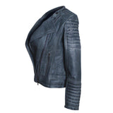 Stylish Grey Leather Jacket for Women with Long Sleeves - Women Leather Jacket - Leather Jacket