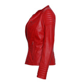 Stylish Red Leather Jacket for Women with Long Sleeves leather jacket women - Leather Jacket