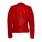 Stylish Red Leather Jacket for Women with Long Sleeves leather jacket women - Leather Jacket