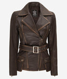 Brown Leather Vintage Womens Motorcycle Jacket