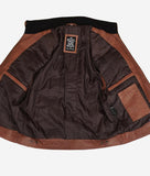 Moffit Tan Six Pocket Tan Leather Jacket Men