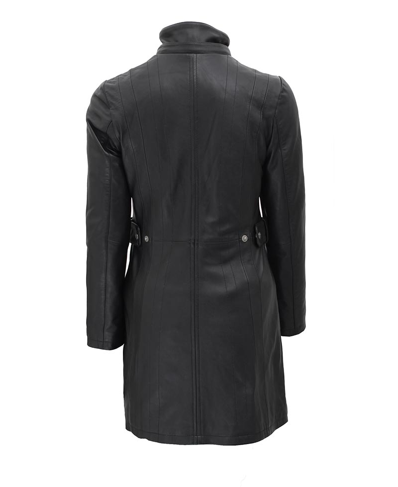 Black Leather Coat With Fur Trim  Hooded Leather Coat