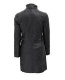 Black Leather Coat With Fur Trim  Hooded Leather Coat