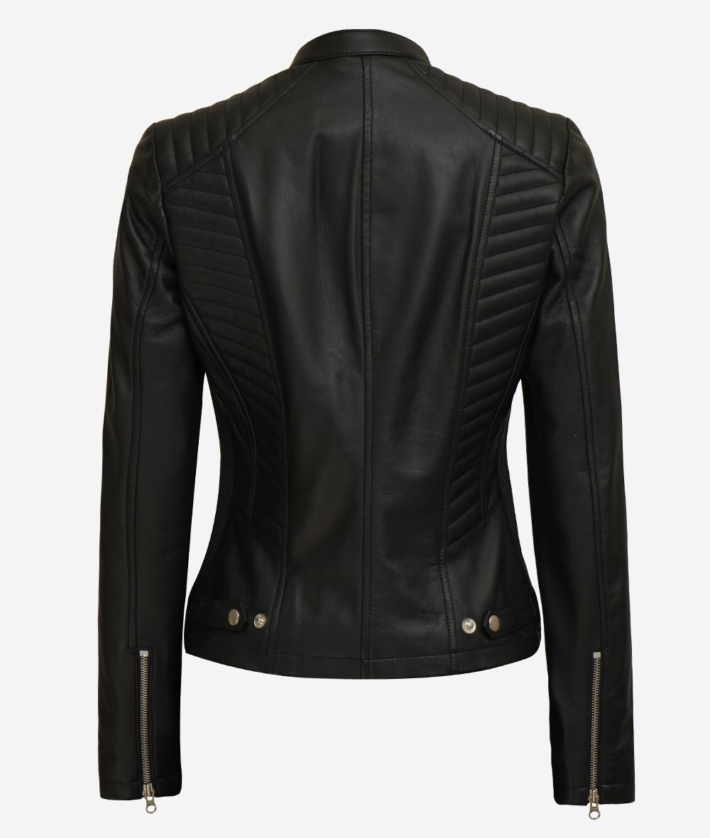 Black Slim Fit Leather Jacket Women