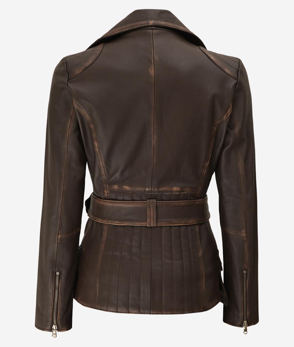 Brown Leather Vintage Womens Motorcycle Jacket