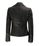 Black Leather Moto Jacket  Womens Asymmetrical Zip Jacket